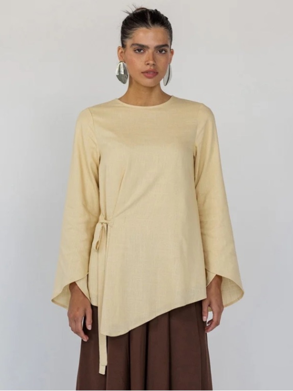 SOLD OUT Vela Tie Front Top in Butter Yellow